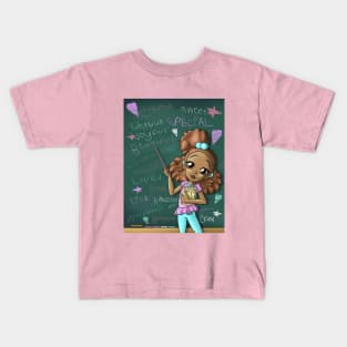 African American Girl Light Brown and Positive Words Kids T-Shirt